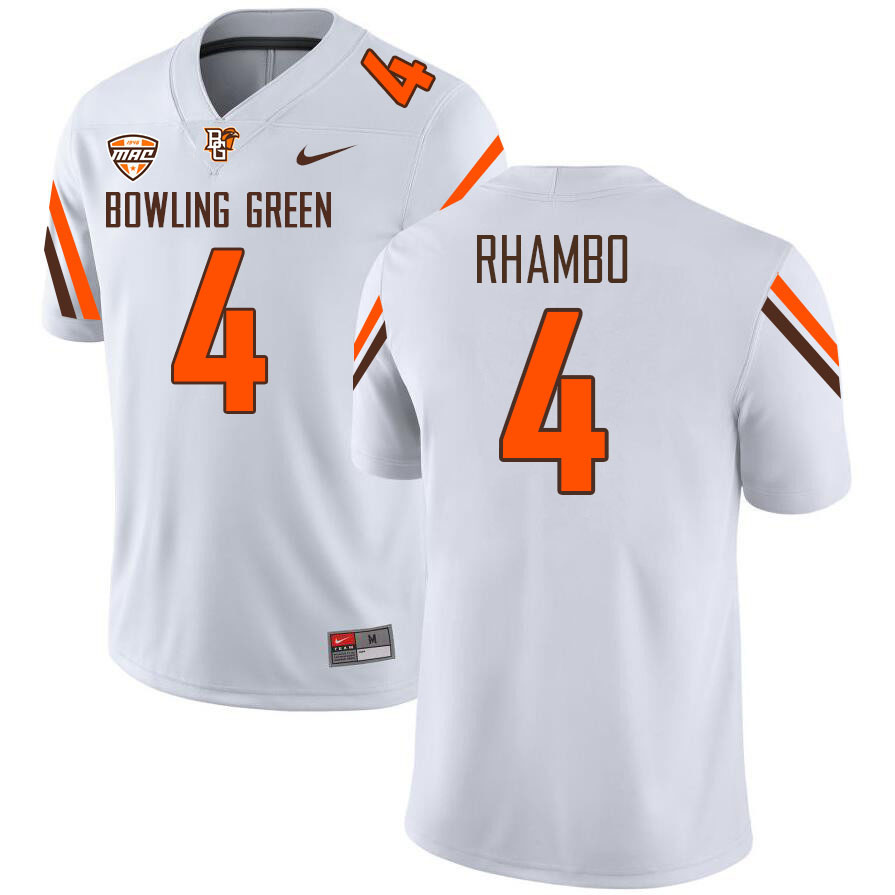 Bowling Green Falcons #4 Edward Rhambo College Football Jerseys Stitched-White